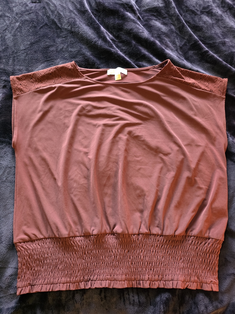 MICHAEL Michael Kors XL Burgundy Lace Shoulder Smocked Hem Blouse
